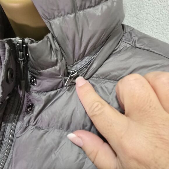 32 Degrees Hooded Jacket Women Lg Down Quilted Zip Puffer Packable Gray Gorpcore - Picture 6 of 11